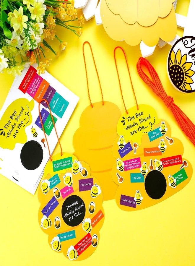 Memorywuu 24 Sets Bee Attitude Sign Craft Kit Beatitudes VBS Sunday School Craft Bee Religious Crafts DIY Christian Bible Kit for Preschool Classroom Home Church School Activities Party Supplies - Image 3